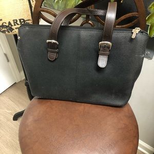 Elegant Black and Brown Leather Office Bag